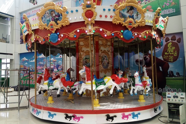 16-seat carousel ride in amusement park