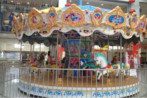 antique carousel horse ride at shopping mall