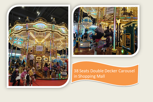 shopping mall 38 seats Double Decker carousel ride for sale